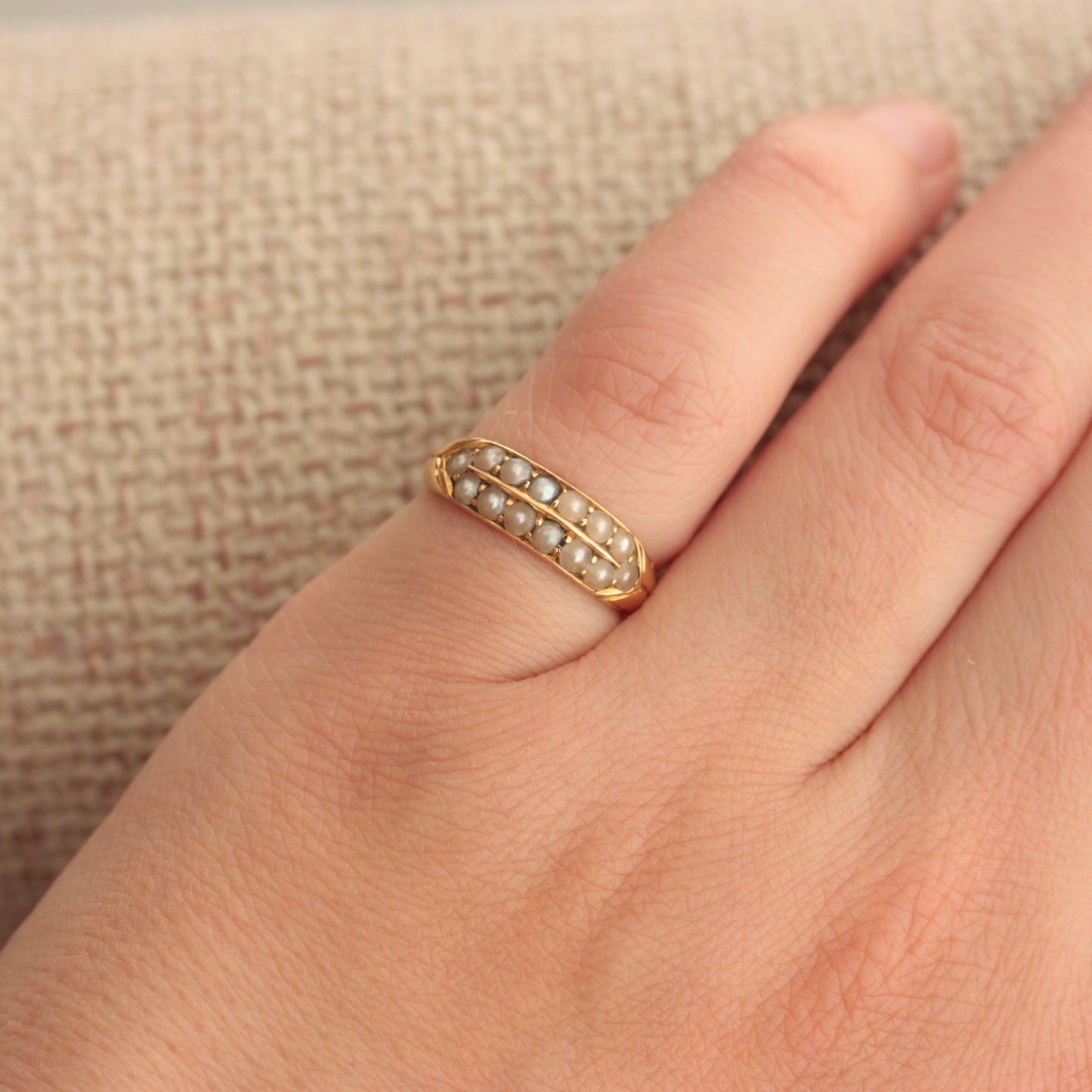 Victorian 18ct Gold Seed Pearl Ring, 1887