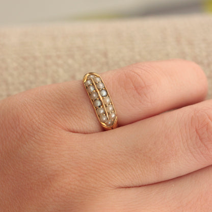 Victorian 18ct Gold Seed Pearl Ring, 1887