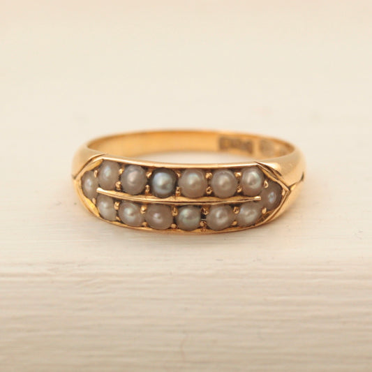 Victorian 18ct Gold Seed Pearl Ring, 1887