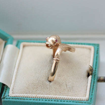vintage 9ct gold koi carp fish ring