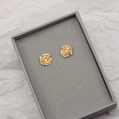 vintage 1970s 9ct gold rose stud earrings