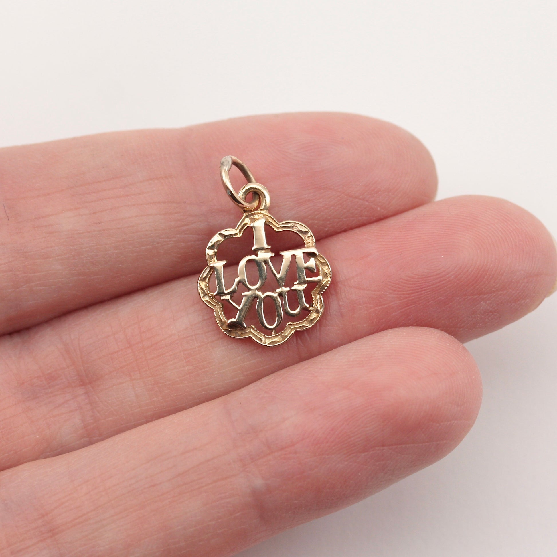 vintage 9ct gold i love you charm