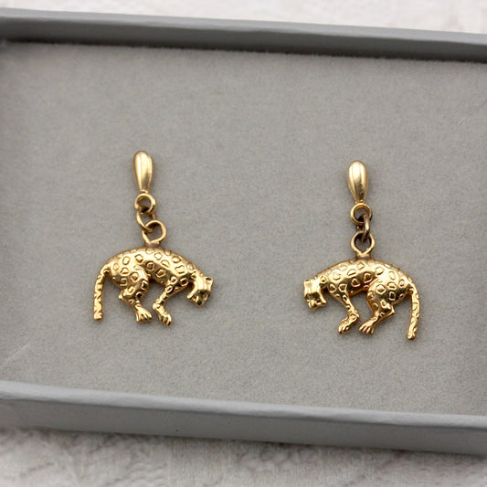 vintage 1980s leopard earrings