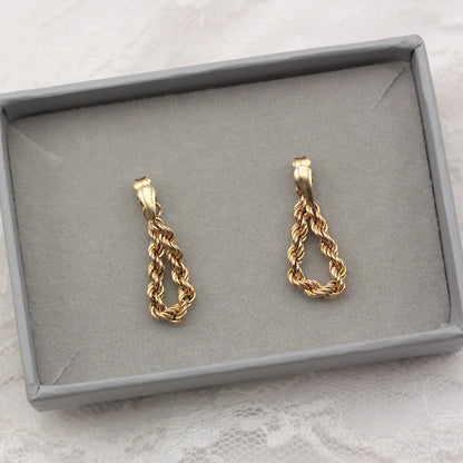 vintage 9ct gold rope chain earrings