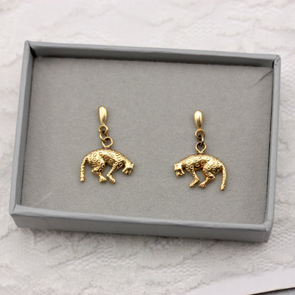 vintage 9ct gold leopard dangle earrings