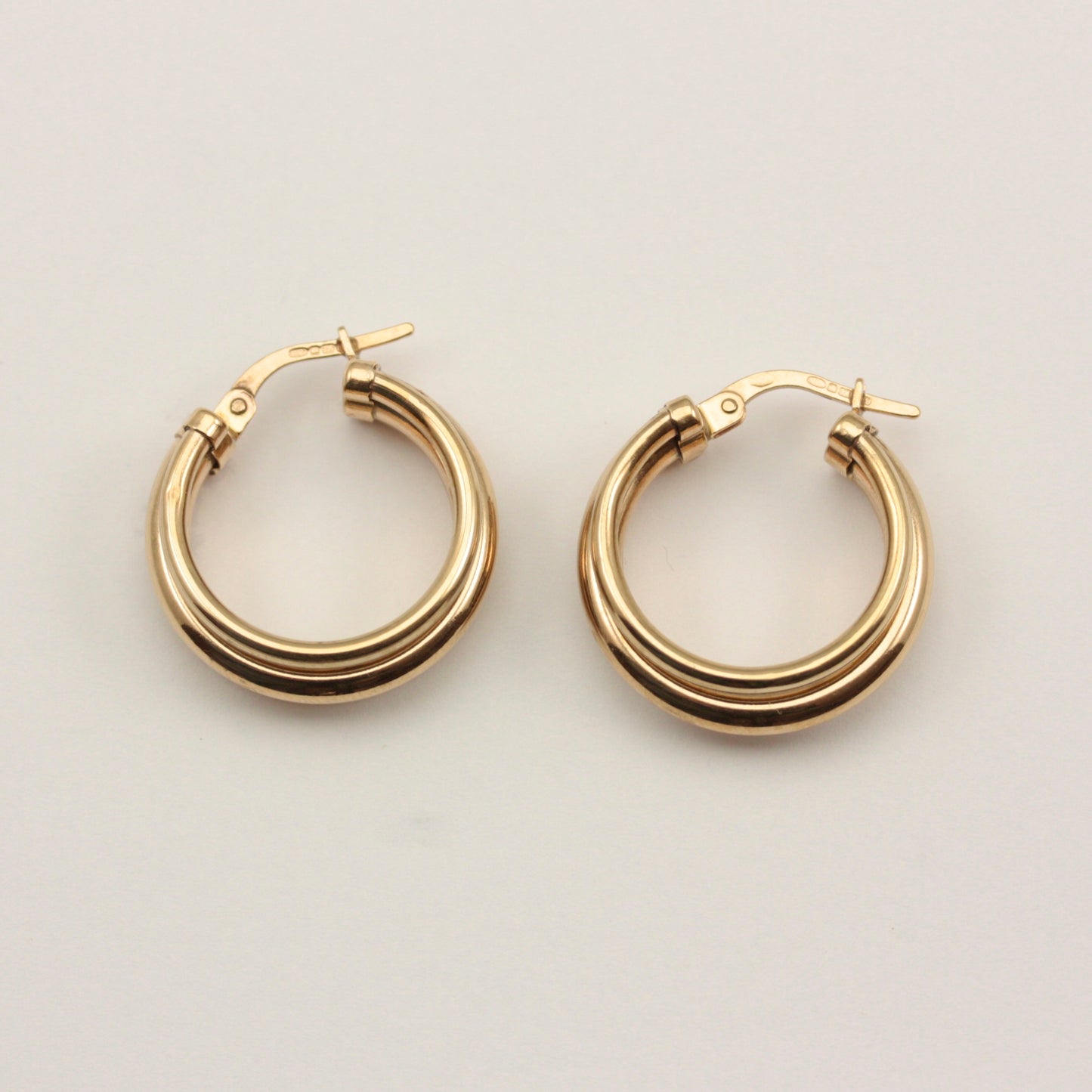 vintage 9ct gold triple hoop earrings