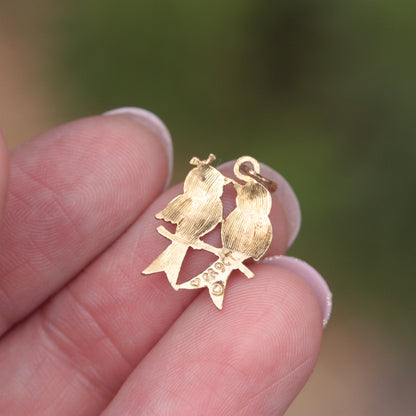 vintage 9ct gold love birds charm