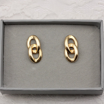 vintage 1980s 9ct gold chain stud earrings