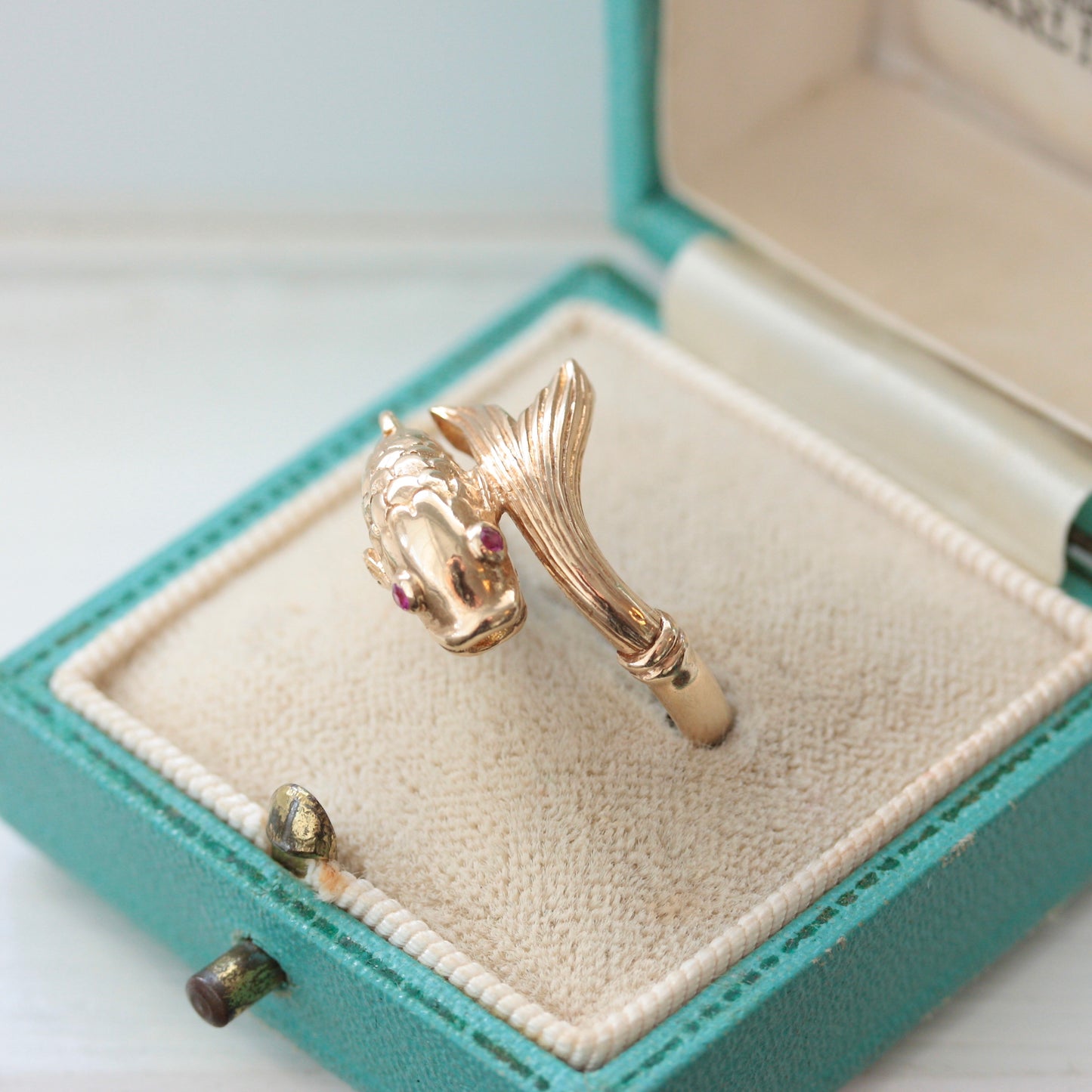 vintage 1970s gold koi fish ring 