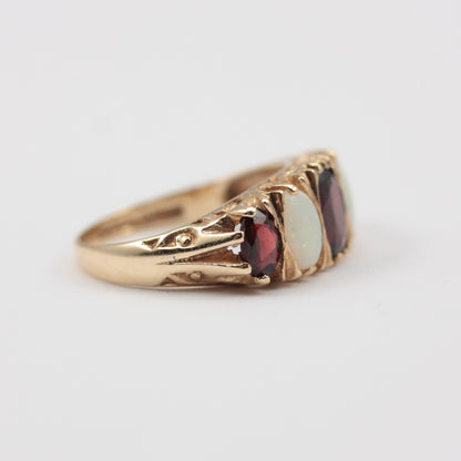 vintage opal and garnet ring