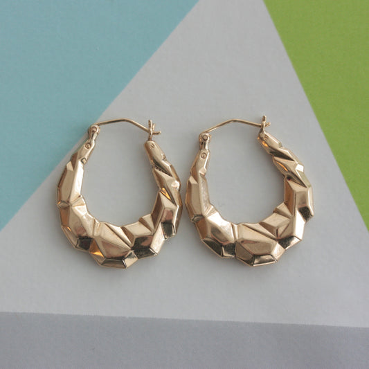 1980s 9ct yellow gold creole hoop earrings