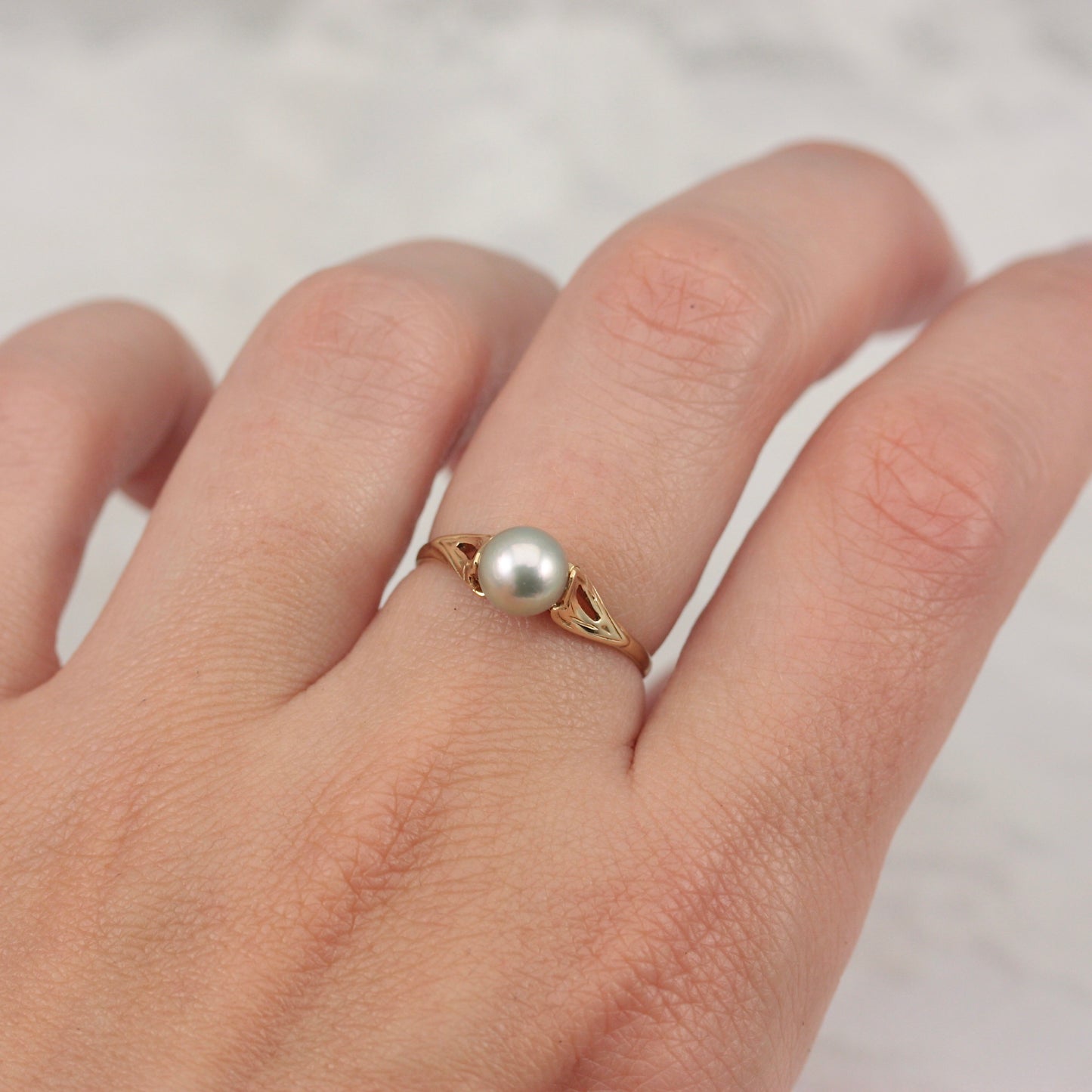 vintage 9ct gold pearl solitaire ring