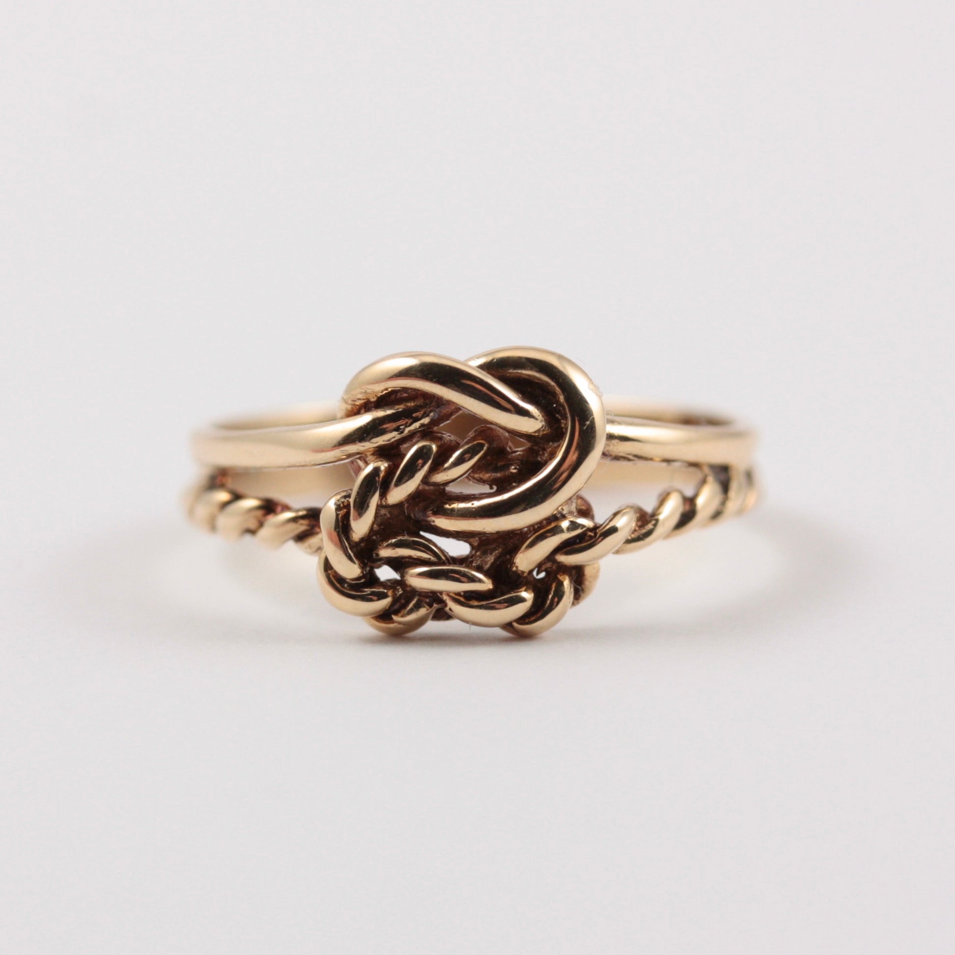 9ct gold double knot rope ring