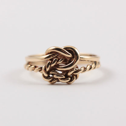 9ct gold double knot rope ring