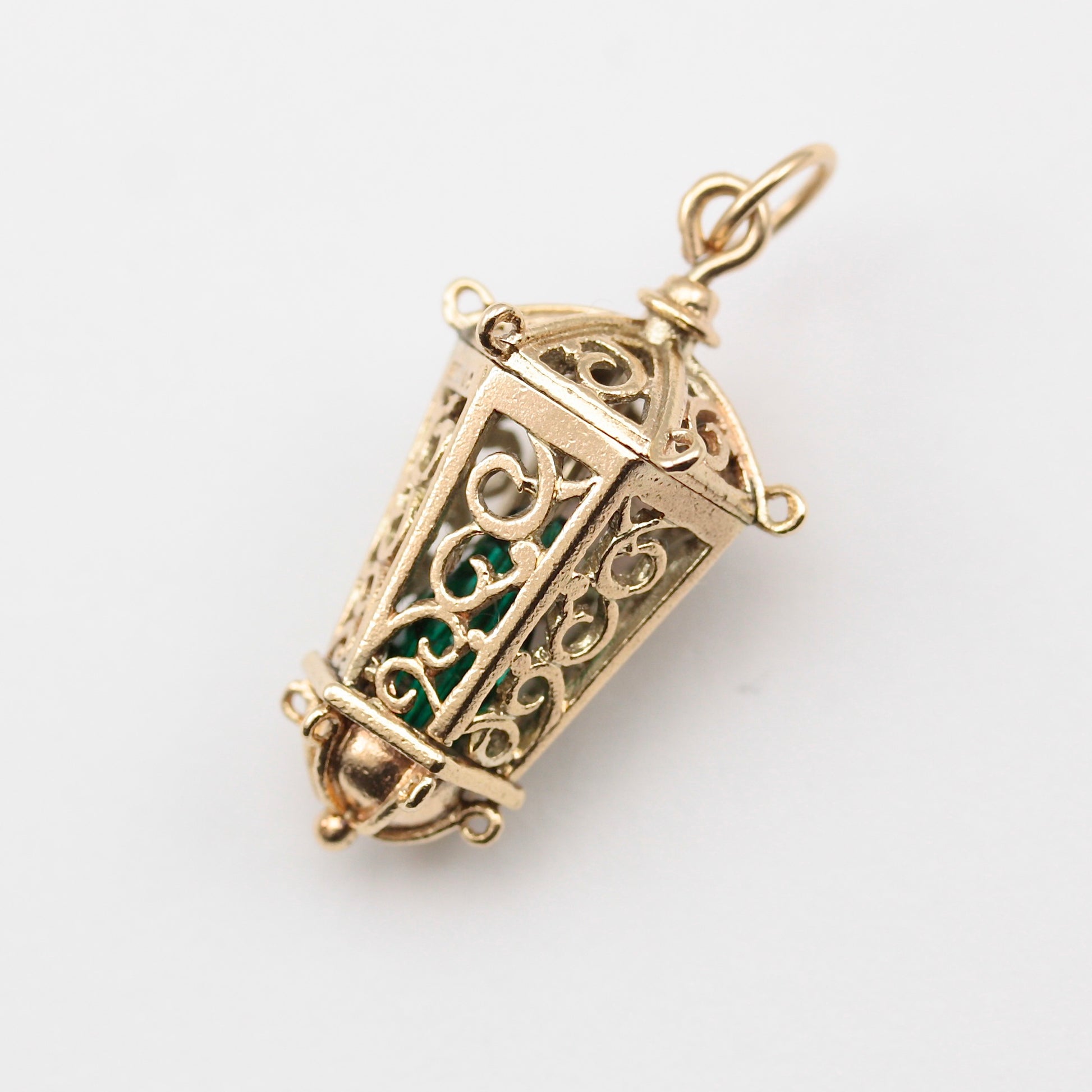 1960s ornate gold lantern charm