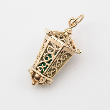 1960s ornate gold lantern charm