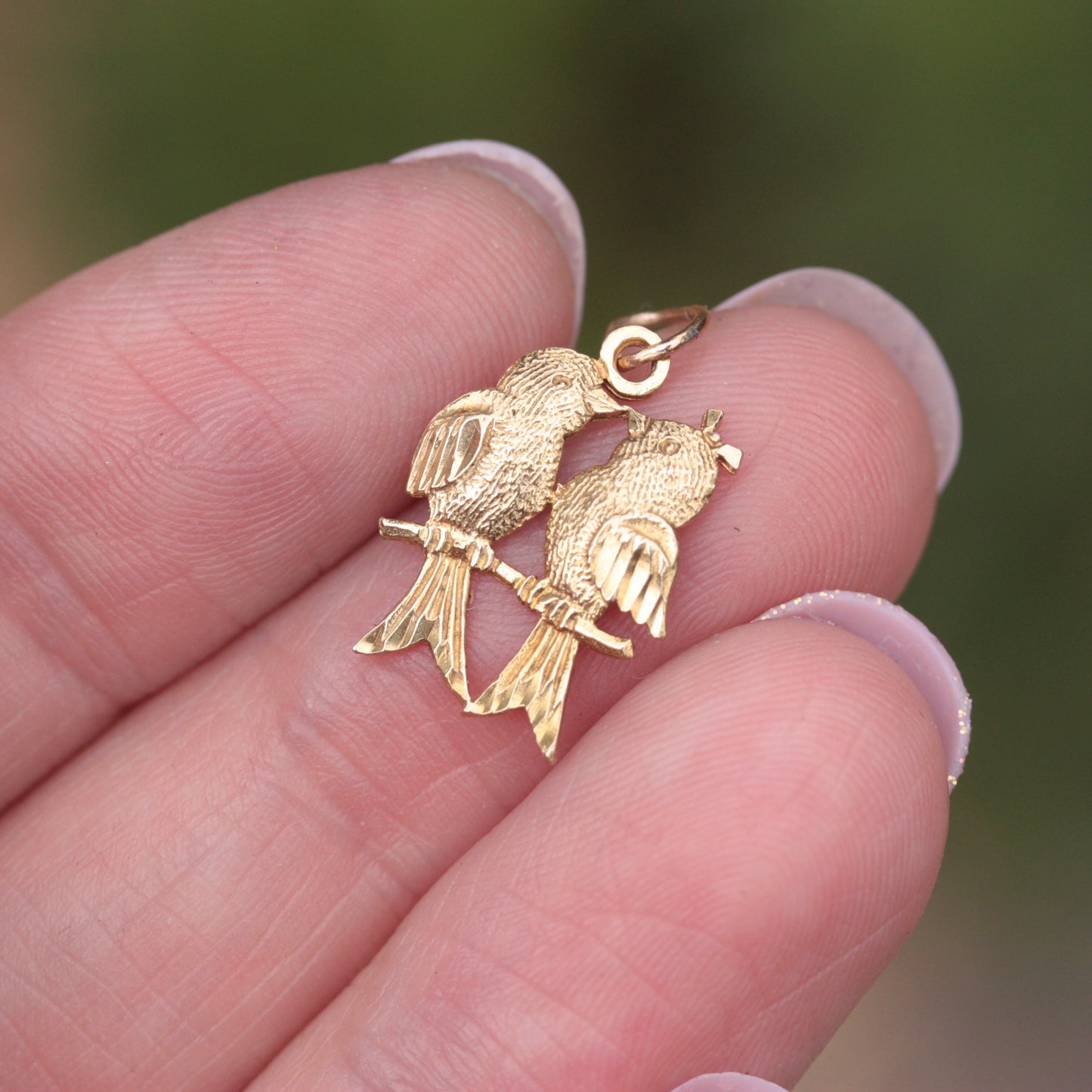 vintage 9ct gold love birds charm