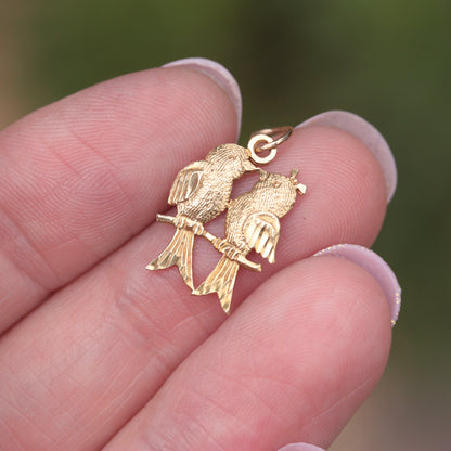 vintage 9ct gold love birds charm
