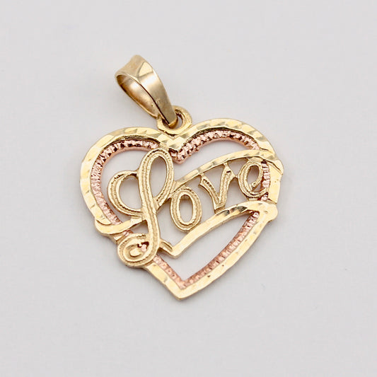 Vintage 9ct Yellow and Rose Gold 'LOVE' Heart Pendant
