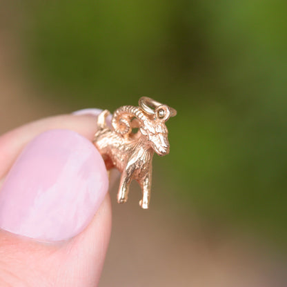 vintage gold ram charm