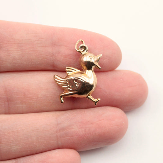 vintage 1970s gold chick charm