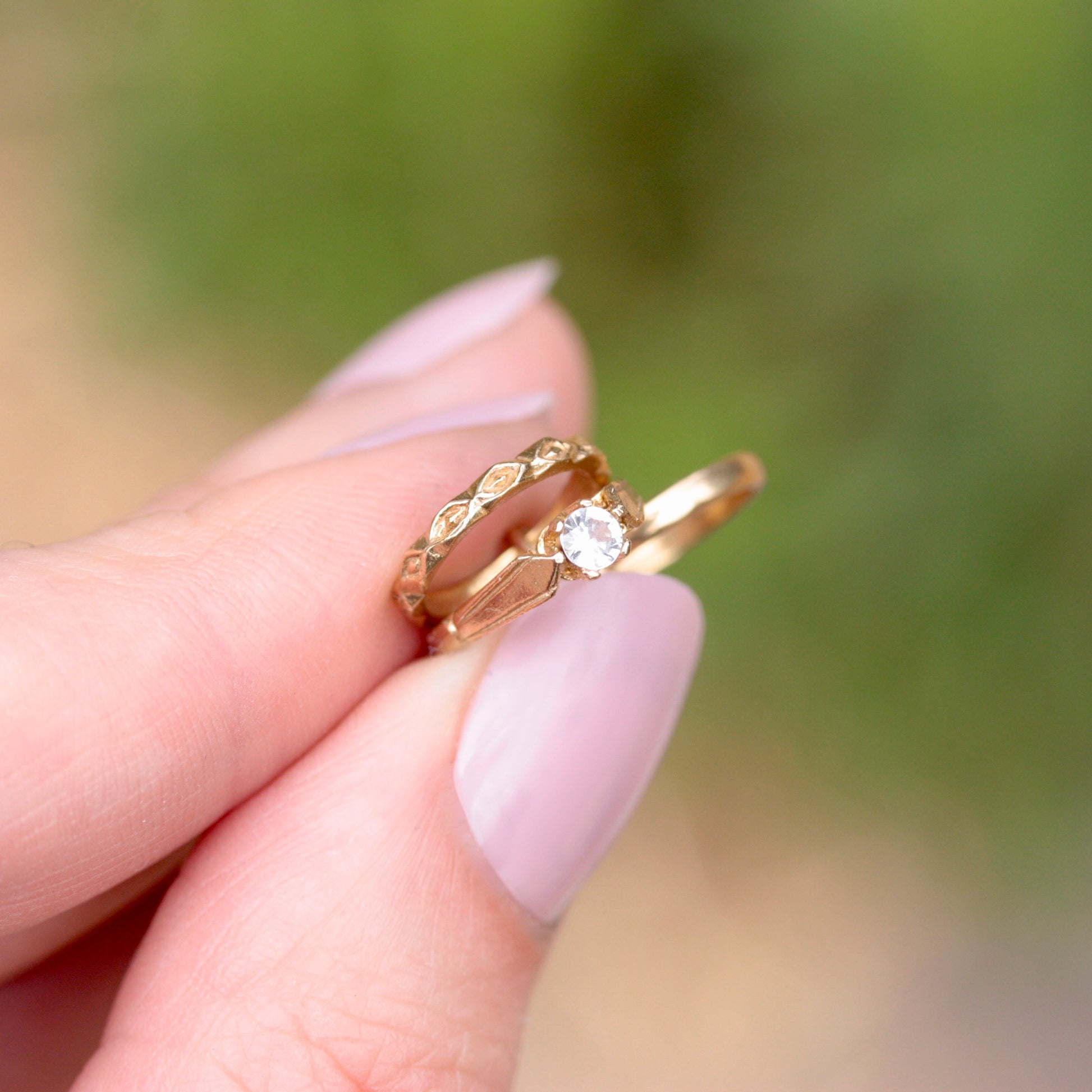 vintage 9ct gold wedding ring set charm