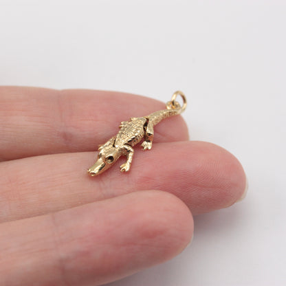 vintage gold crocodile charm