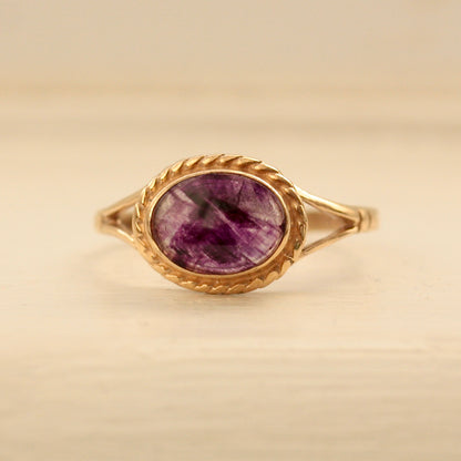 Vintage 9ct Gold Blue John Ring, 1984