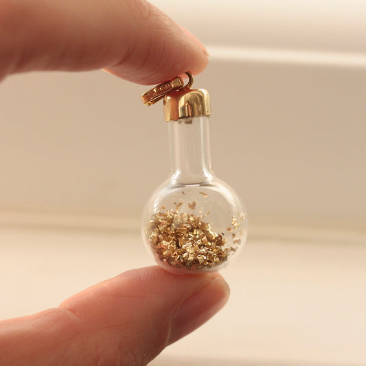 vintage 14ct gold glass bottle pendant