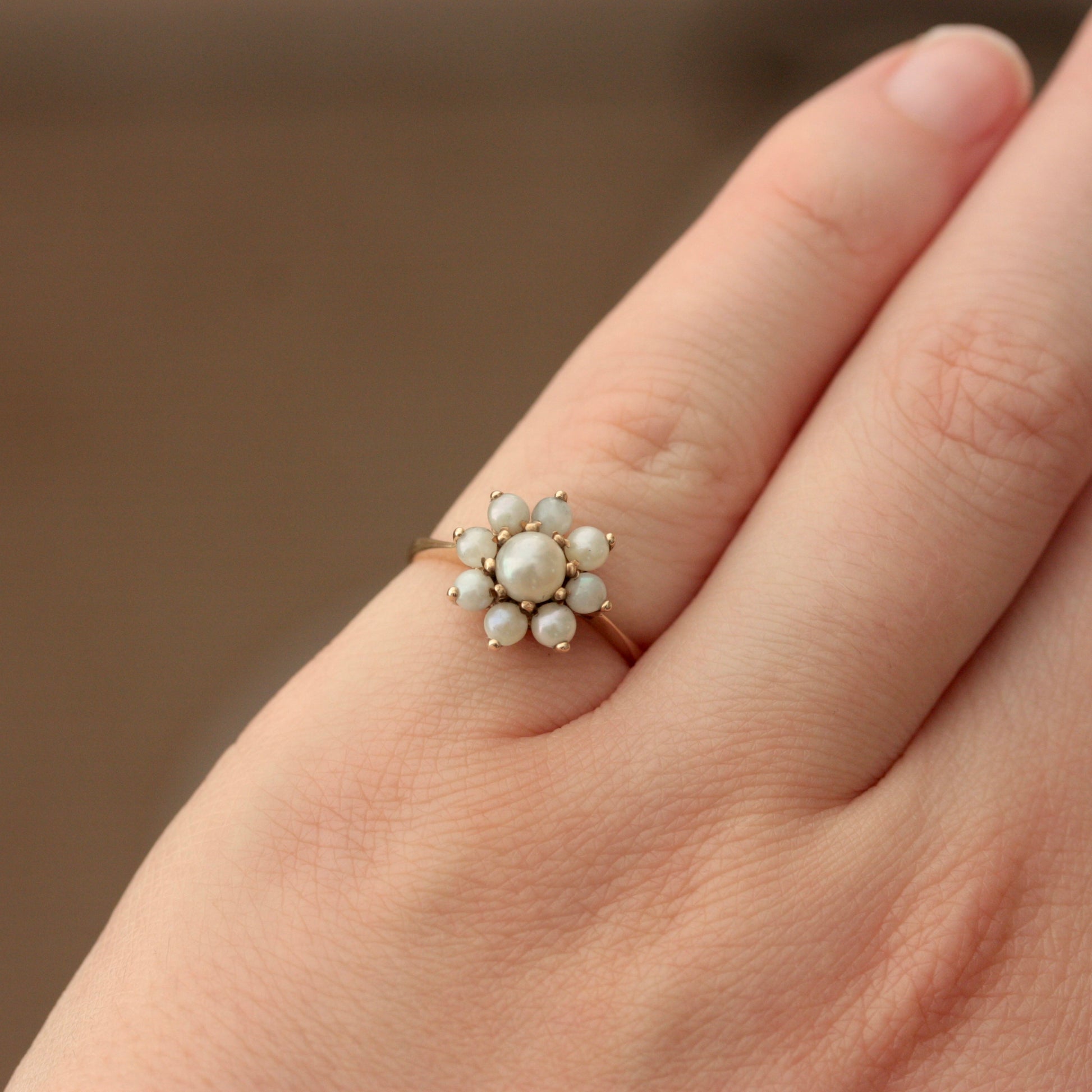 vintage 9ct gold pearl cluster ring