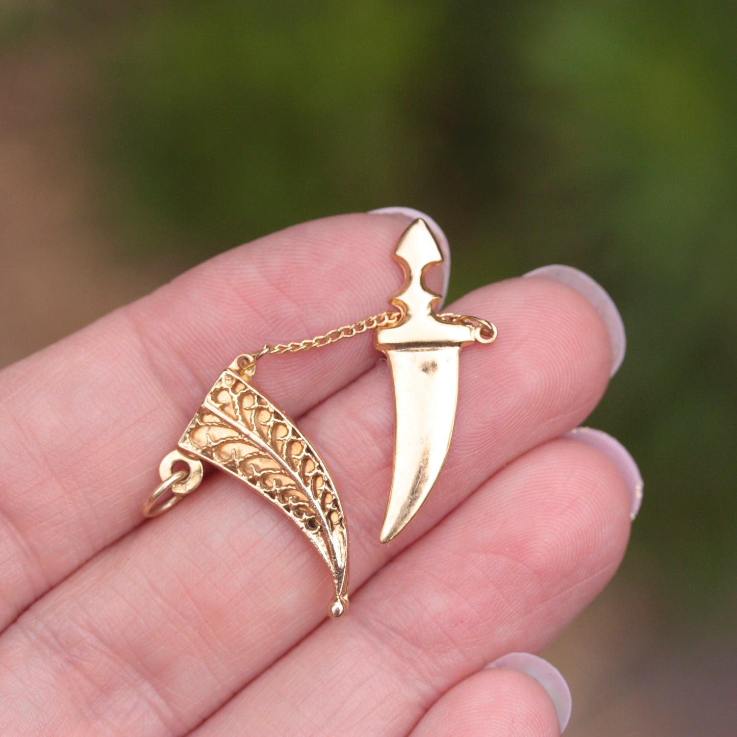Vintage 9ct Gold Dagger and Scabbard Charm, 1988