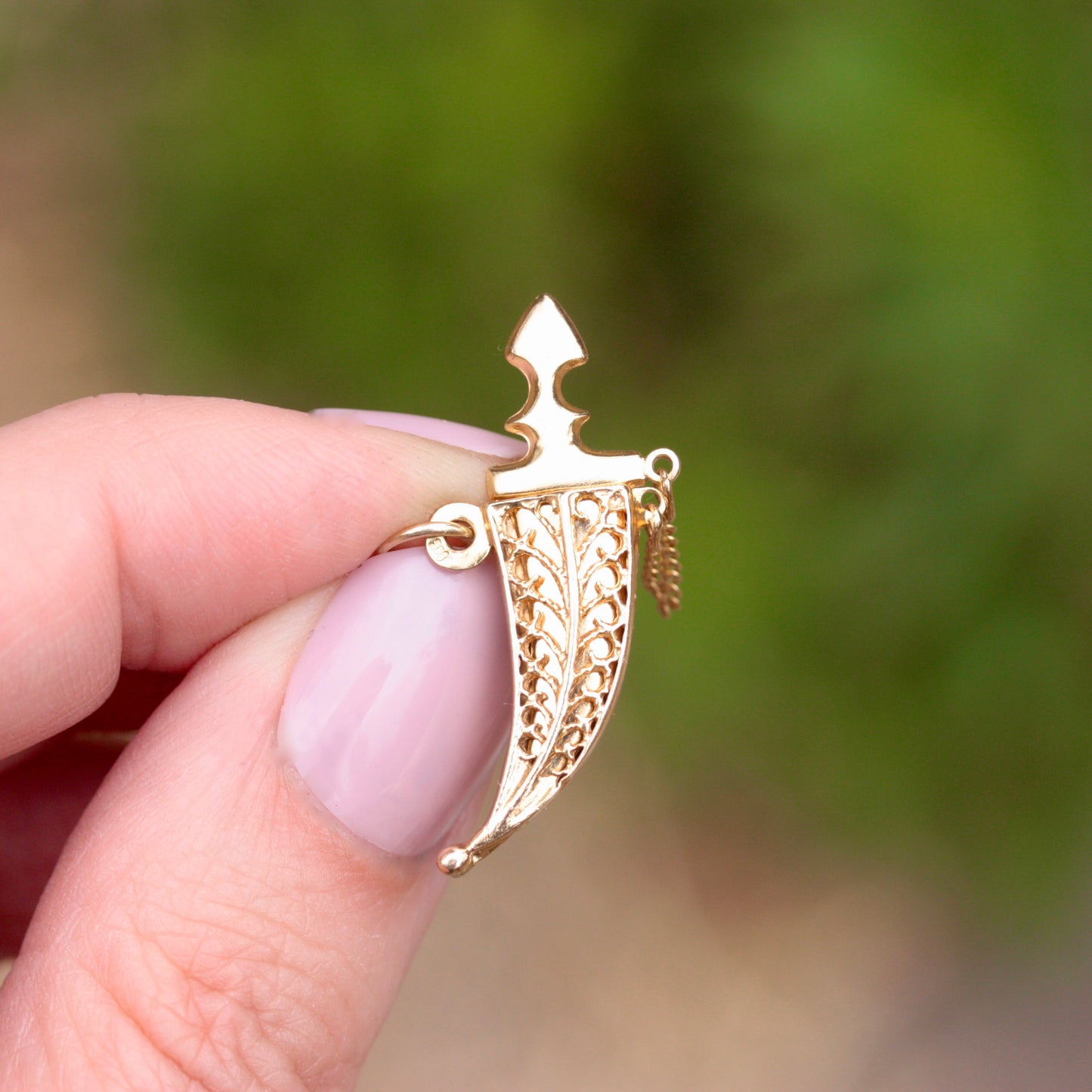 Vintage 9ct Gold Dagger and Scabbard Charm, 1988
