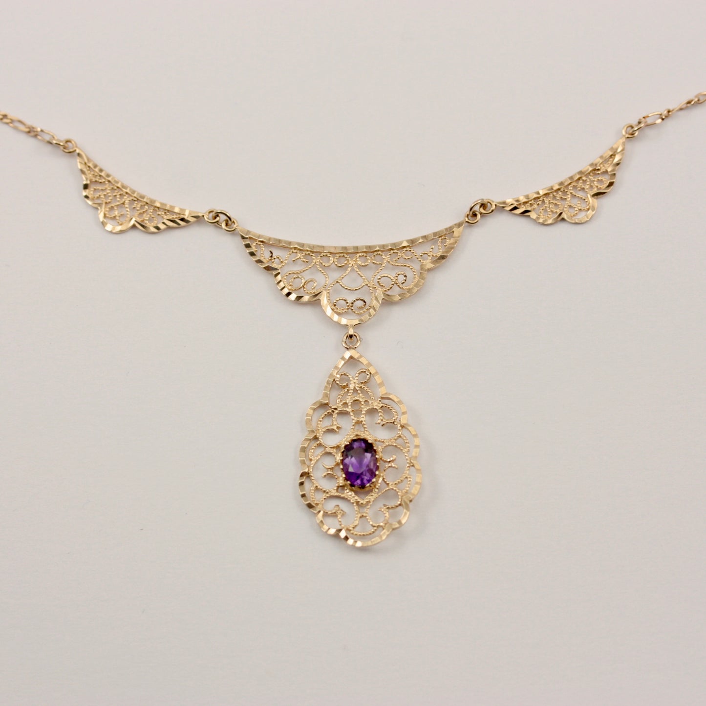 vintage 9ct gold amethyst necklace