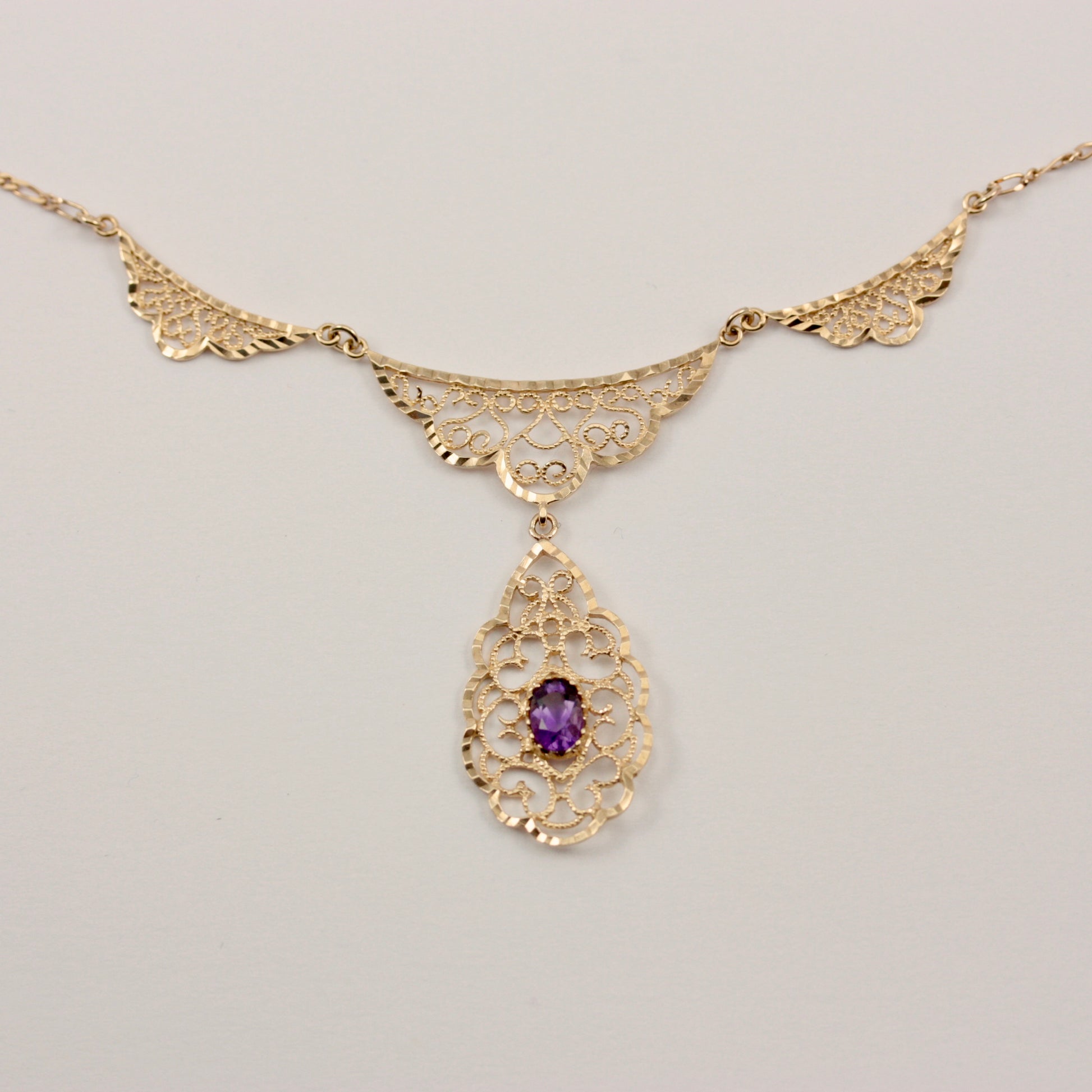 vintage 9ct gold amethyst necklace