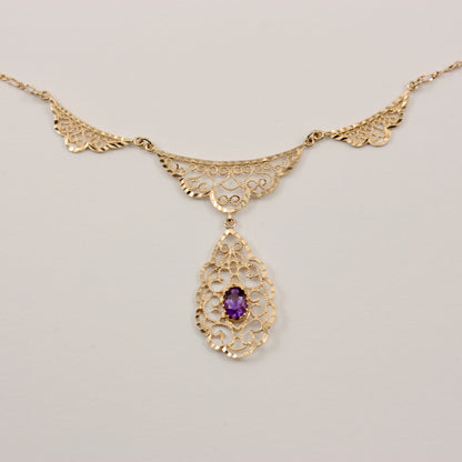 vintage 9ct gold amethyst necklace