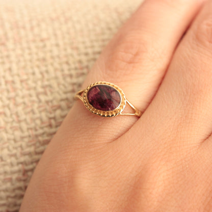 Vintage 9ct Gold Blue John Ring, 1984