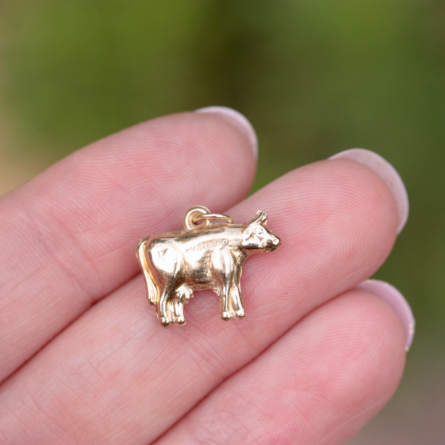 Vintage 9ct Gold Cow Charm, 1966