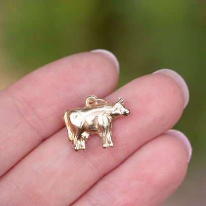 Vintage 9ct Gold Cow Charm, 1966
