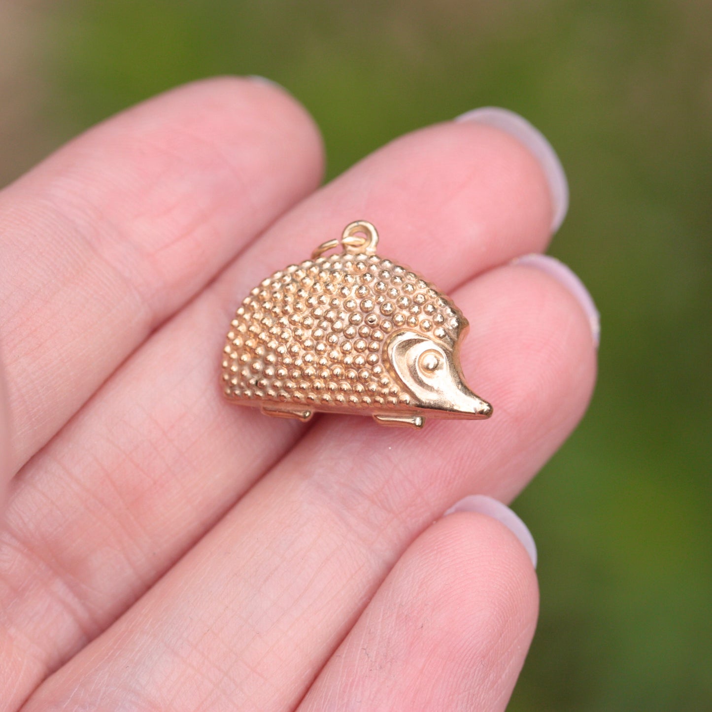 mid century gold hedgehog charm