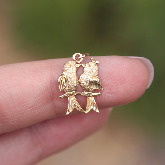 vintage 9ct gold love birds charm