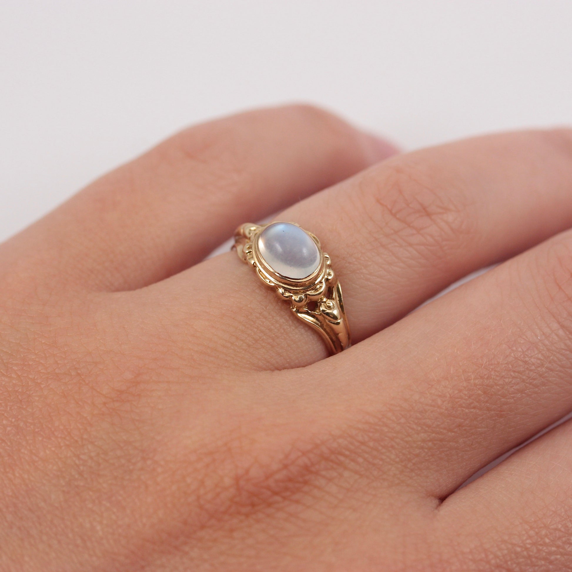 east west facing moonstone ring