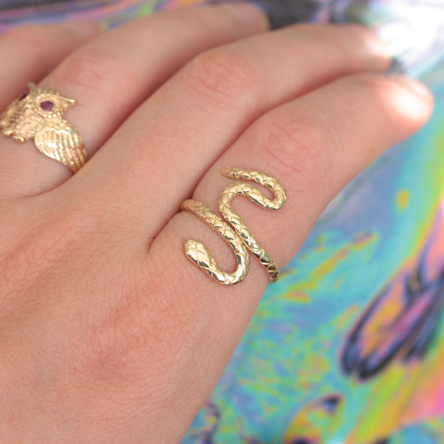 solid 9ct gold snake ring