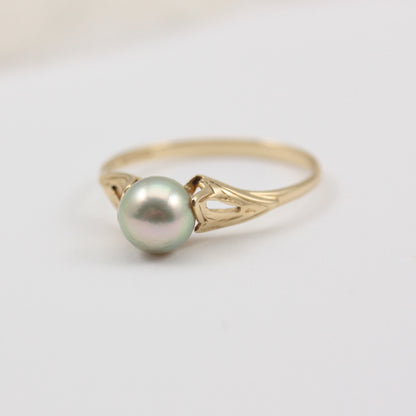 9ct gold silver grey pearl ring