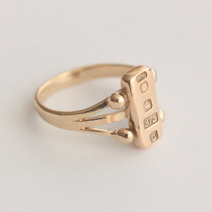 vintage 9ct gold ingot ring 1977