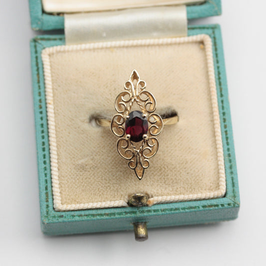 vintage garnet filigree ring