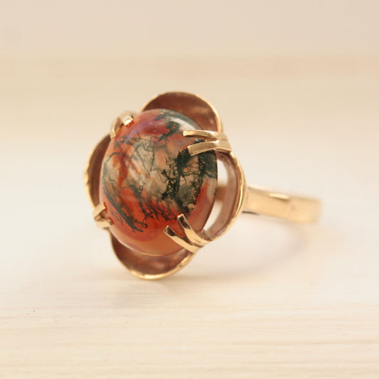 1970s moss agate ring