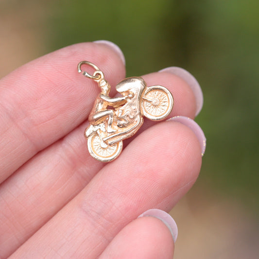 vintage 9ct gold motorbike charm