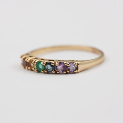 vintage 9ct gold multi stone rainbow ring