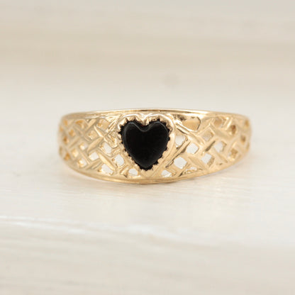vintage onyx heart ring