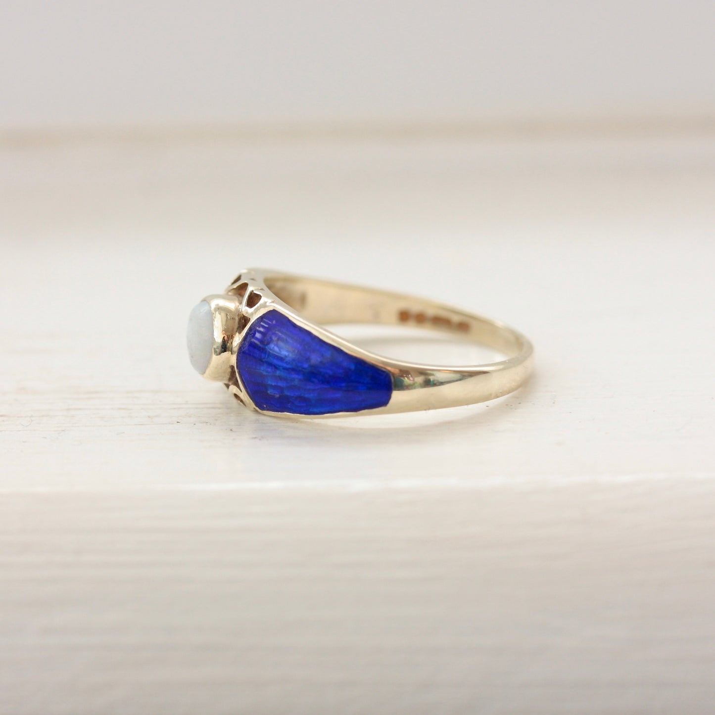 vintage guilloche enamel ring